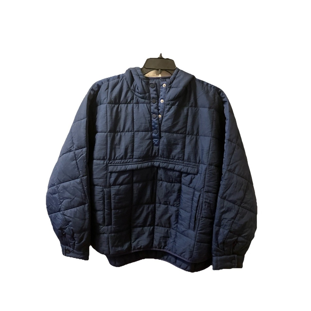 Oddi Quilted Puffer‎ Jacket Navy 2XL Pullover Hood 1/4 Snap Pockets Oddy